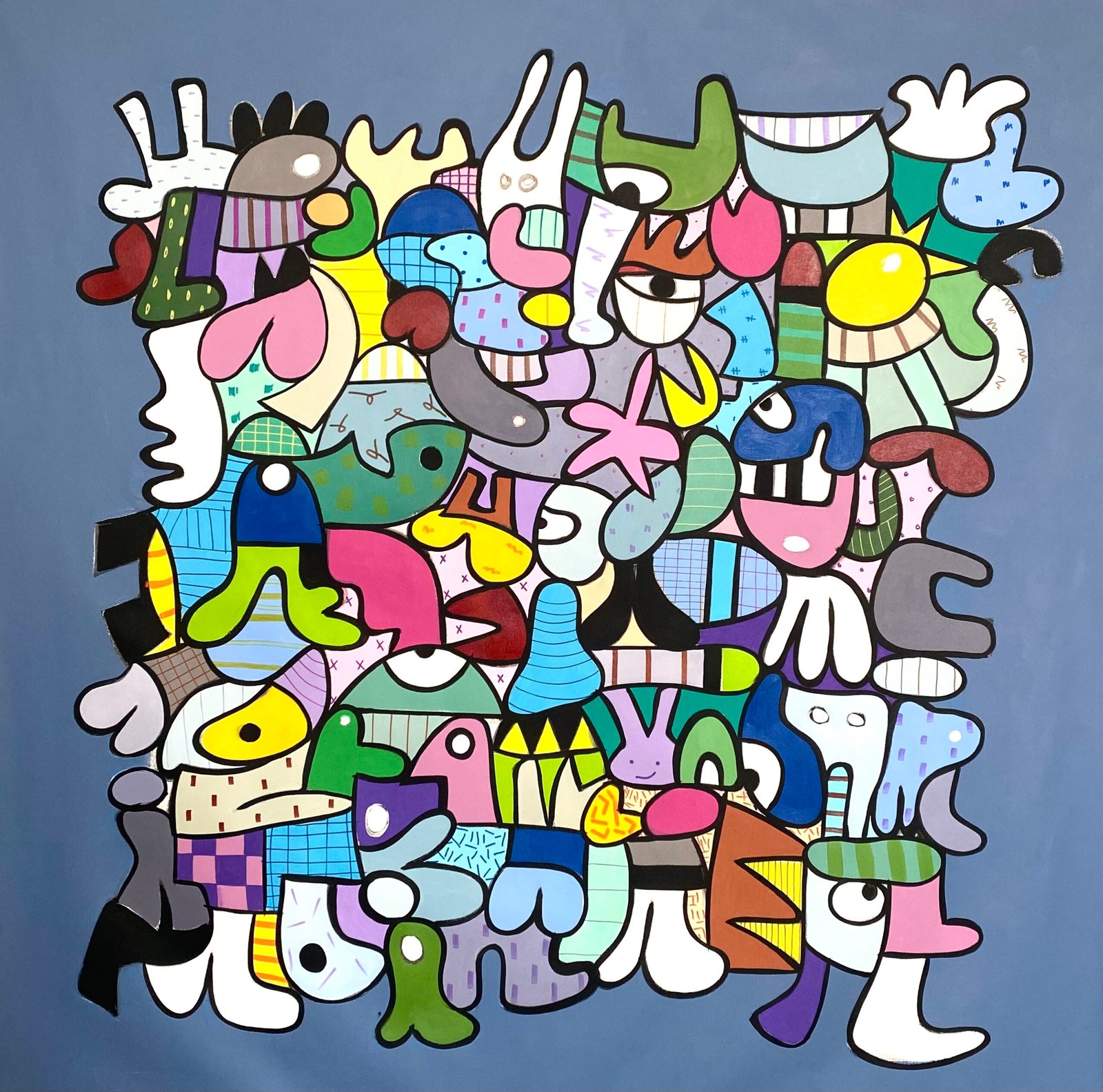Marshmellow, acrylic on canvas, 120 x 120 cm, 2024, painting by Ihab Ahmad